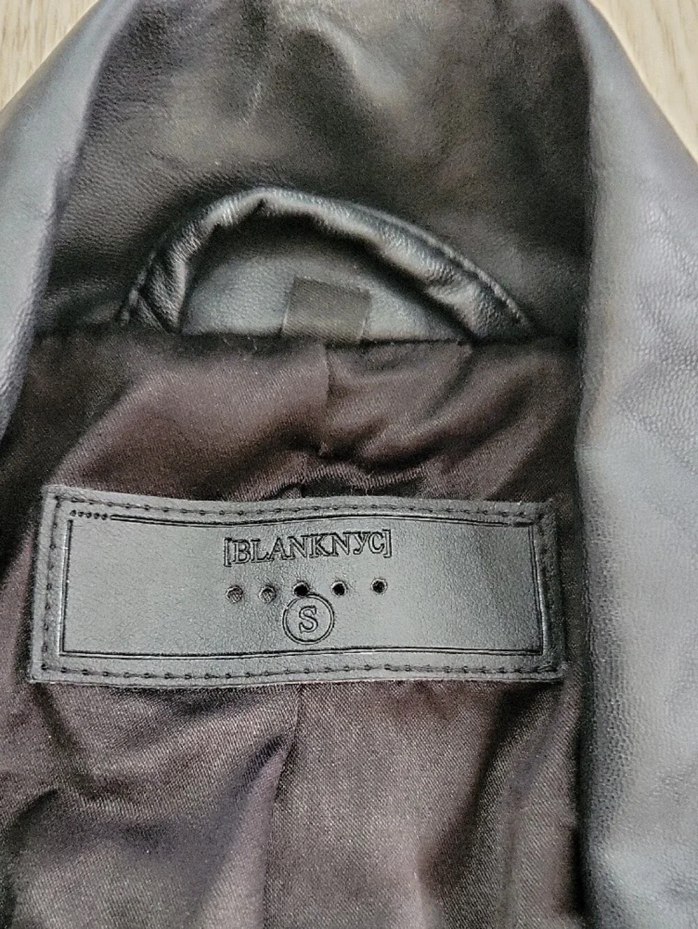 Blank NYC Black Double-Breasted Leather Blazer